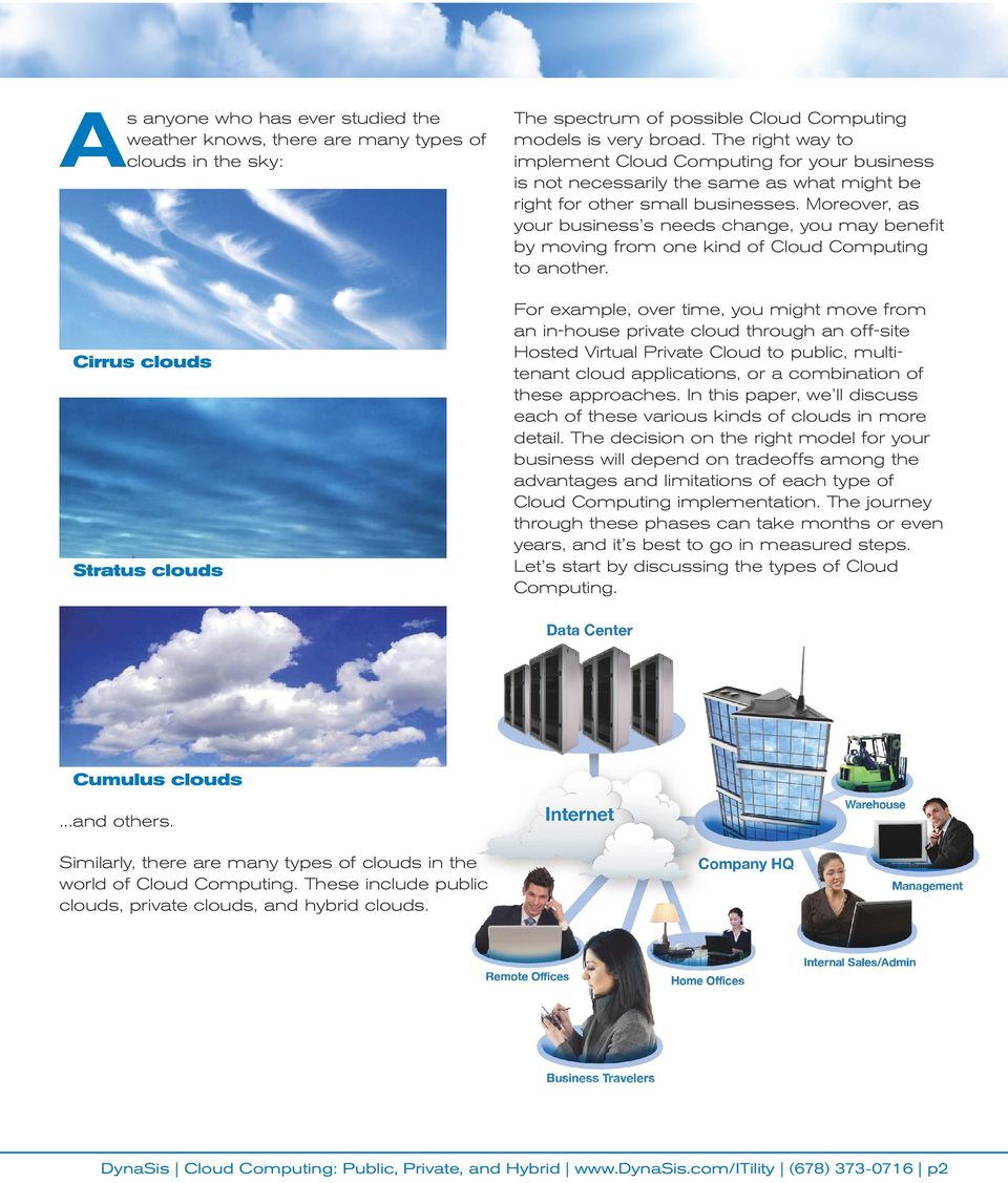 Moreover, as your business s needs change, you may benefit by moving from one kind of Cloud Computing to another.