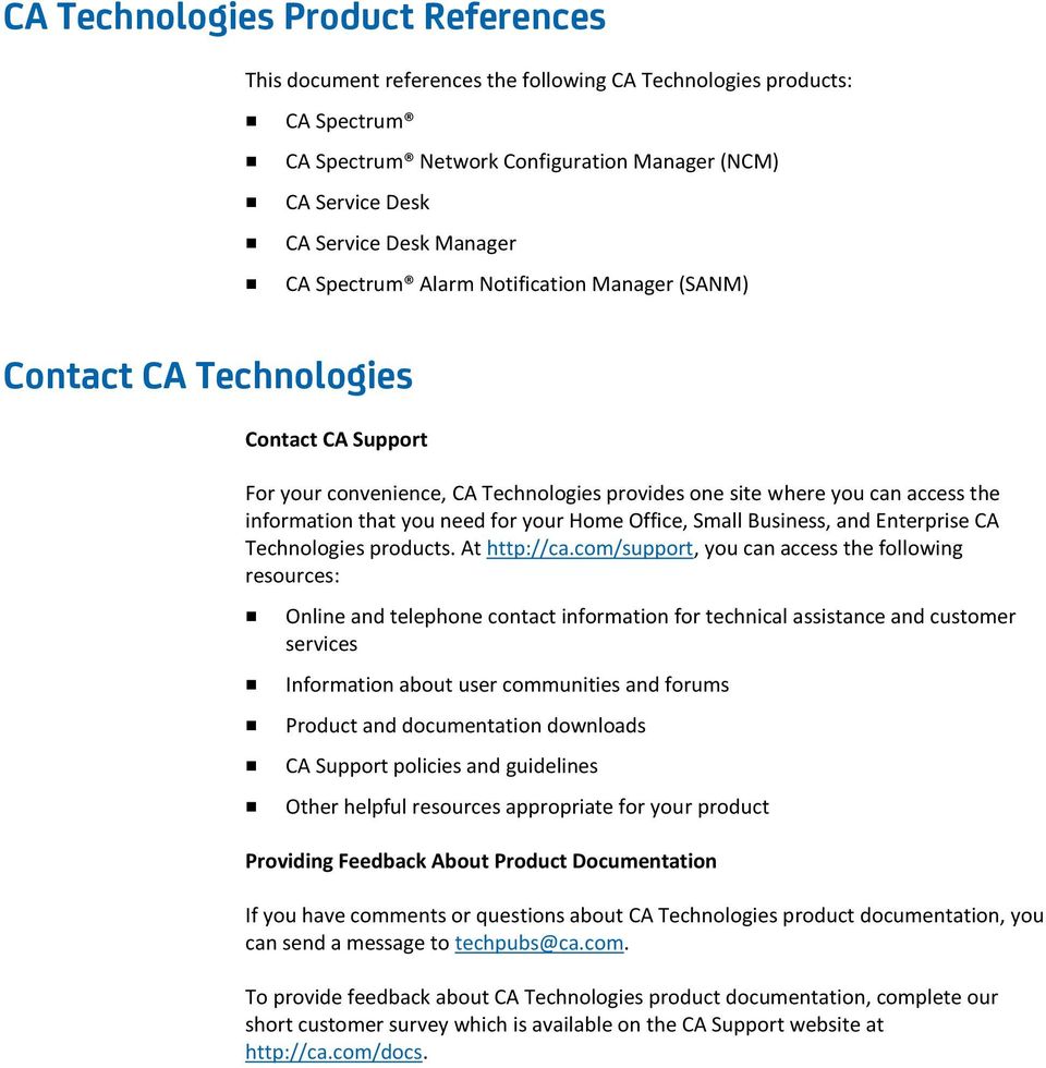 your Home Office, Small Business, and Enterprise CA Technologies products. At http://ca.