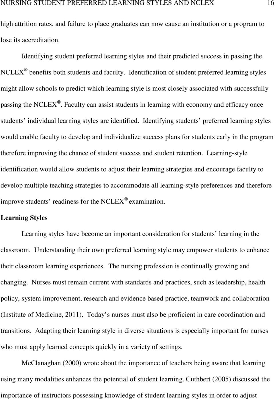 importance of learning styles to nursing student
