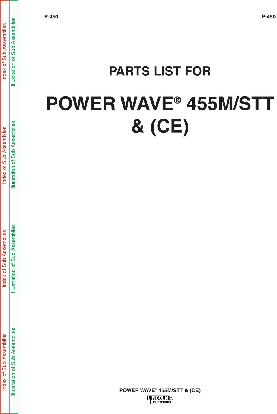 P-450 PARTS LIST FOR POWER WAVE 455M/STT &