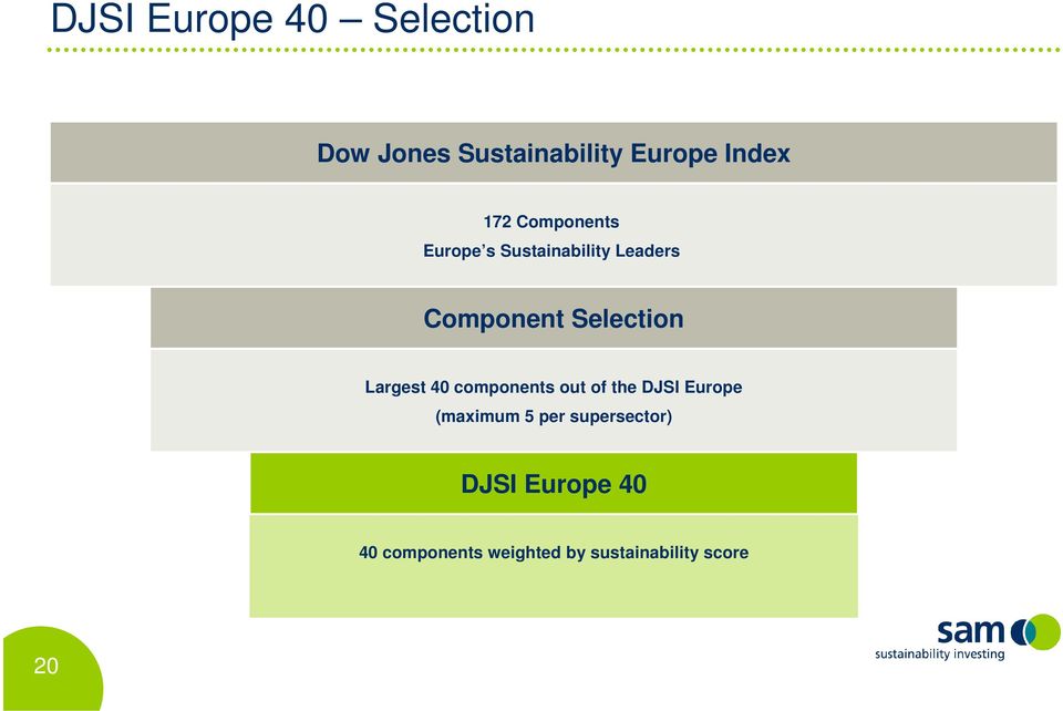 Largest 40 components out of the DJSI Europe (maximum 5 per