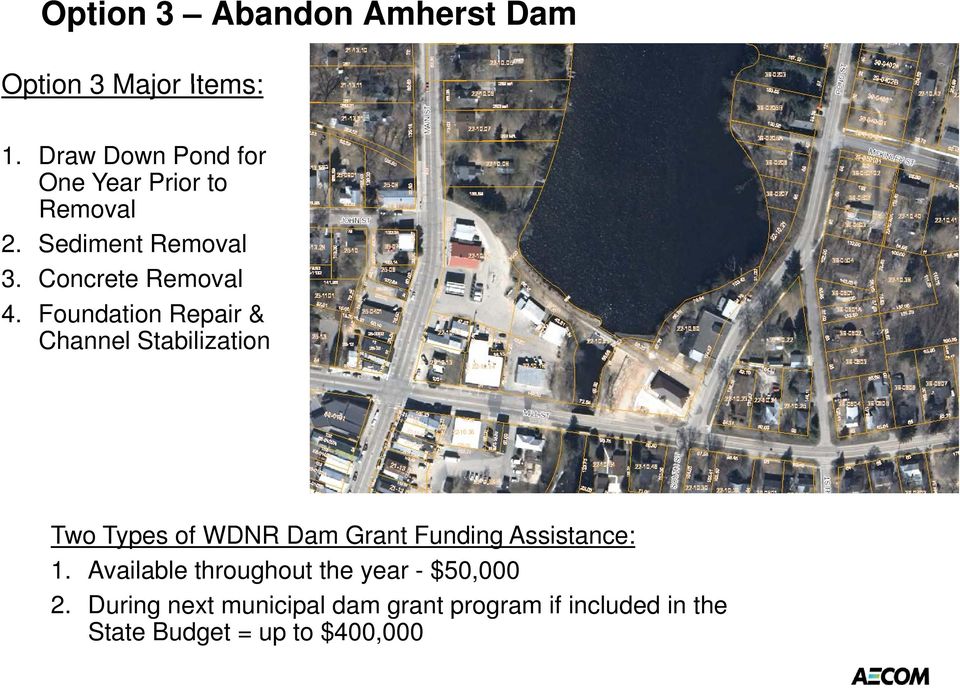 Foundation Repair & Channel Stabilization Two Types of WDNR Dam Grant Funding Assistance: 1.