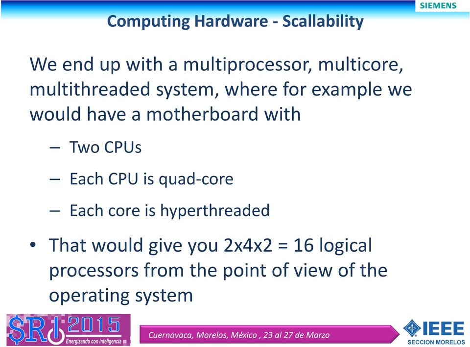 Two CPUs Each CPU is quad core Each core is hyperthreaded That would give