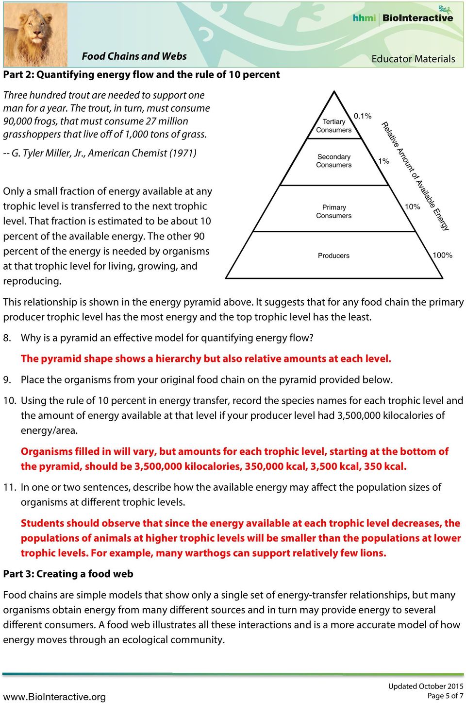 Creating Chains and Webs to Model Ecological Relationships - PDF Pertaining To Ecological Pyramids Worksheet Answer Key