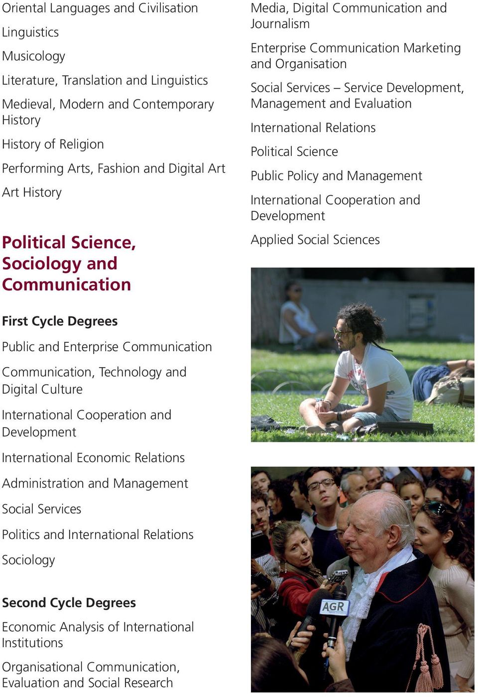 International Economic Relations Administration and Management Social Services Politics and International Relations Sociology Economic Analysis of International Institutions Organisational