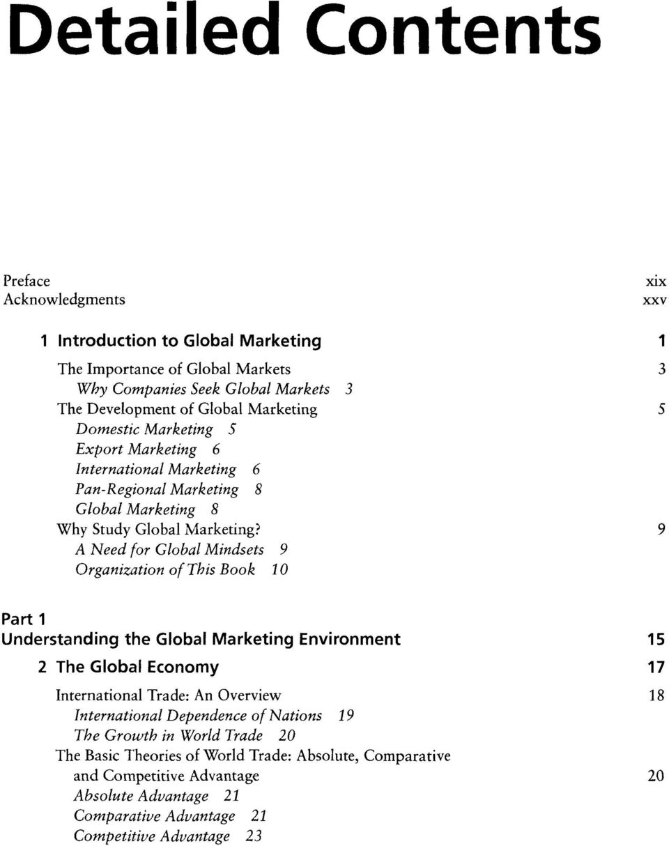 9 A Need for Global Mindsets 9 Organization of This Book 10 1 Part 1 Understanding the Global Marketing Environment 2 The Global Economy International Trade: An Overview International