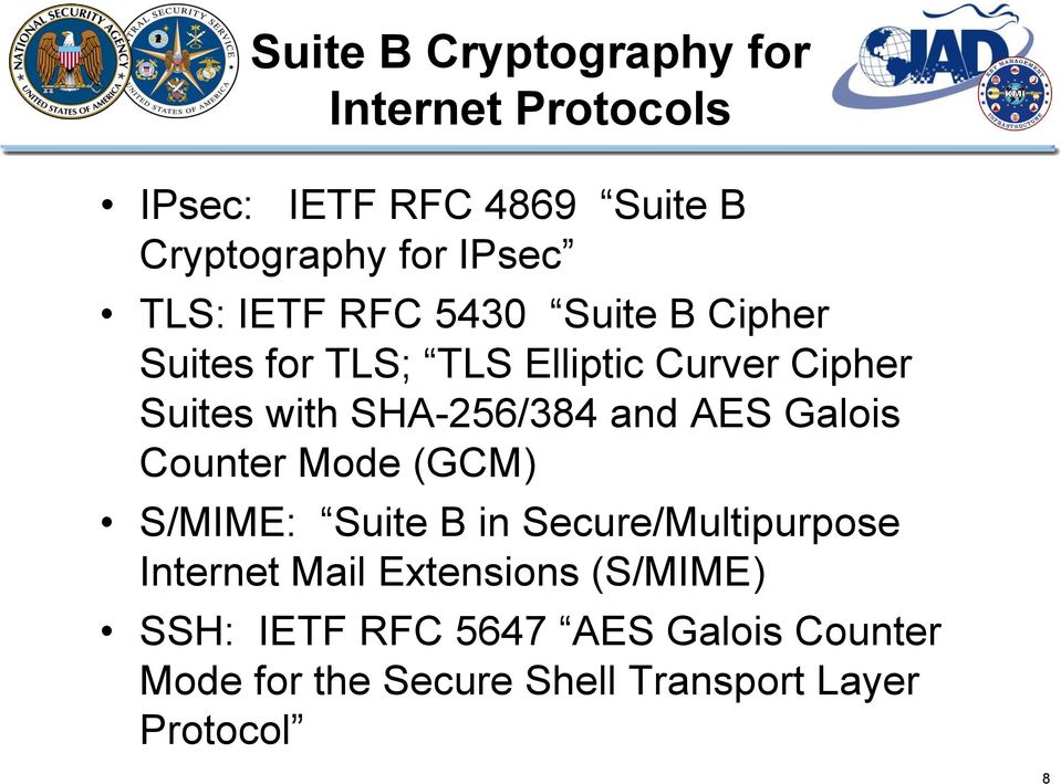 SHA-256/384 and AES Galois Counter Mode (GCM) S/MIME: Suite B in Secure/Multipurpose Internet Mail
