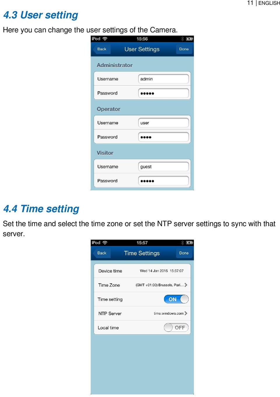 4 Time setting Set the time and select the time