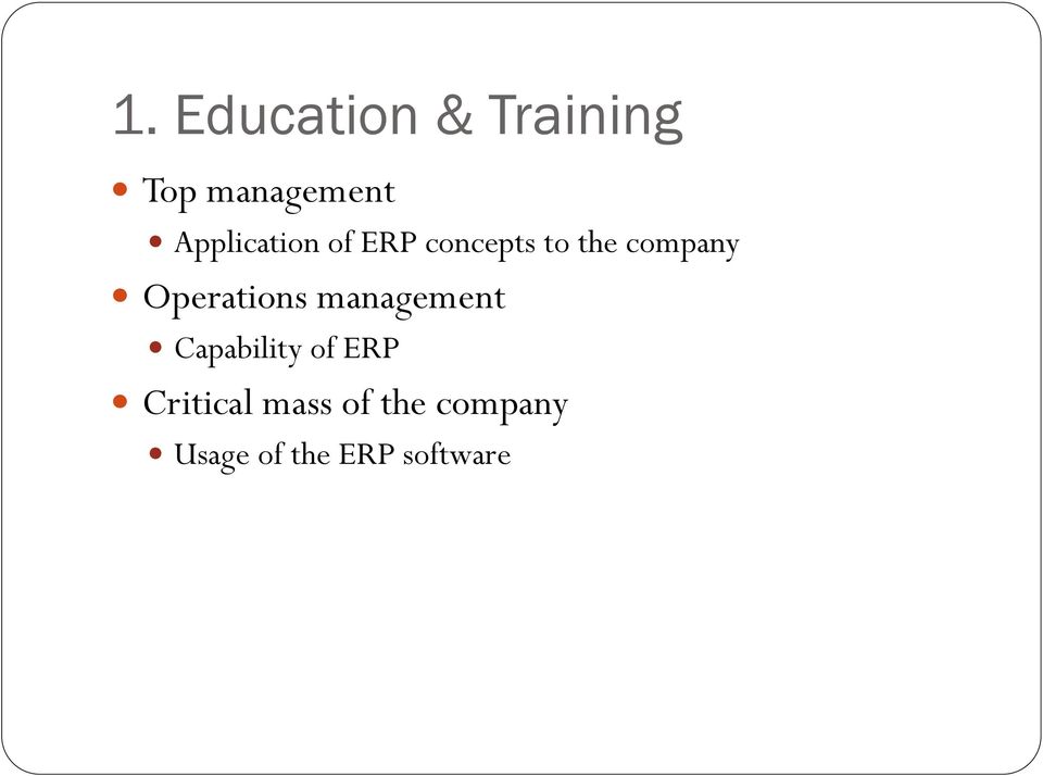 Operations management Capability of ERP