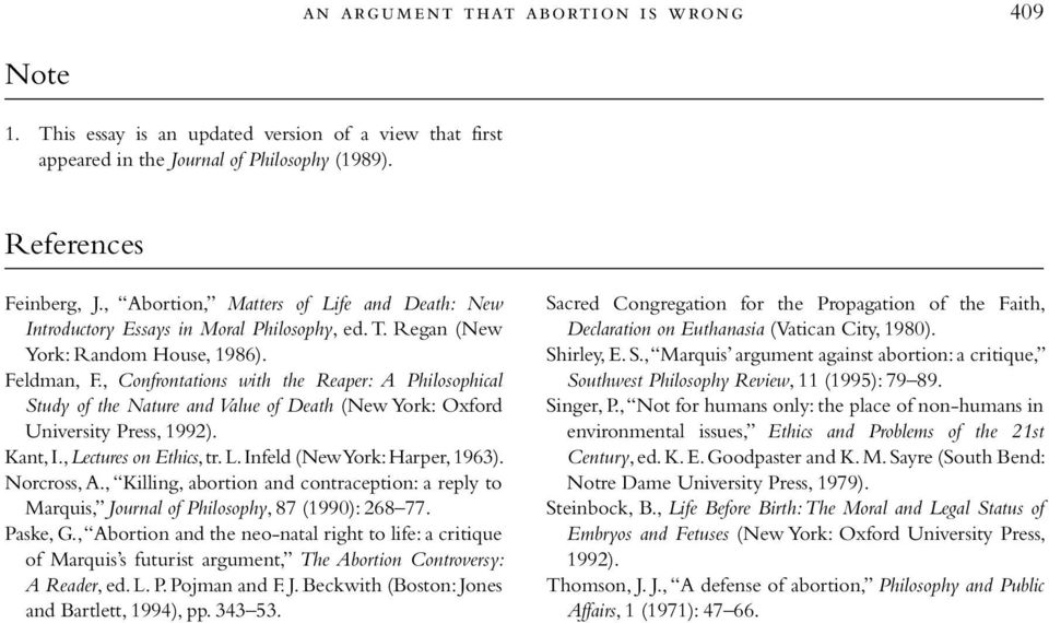 philosophy essay on abortion