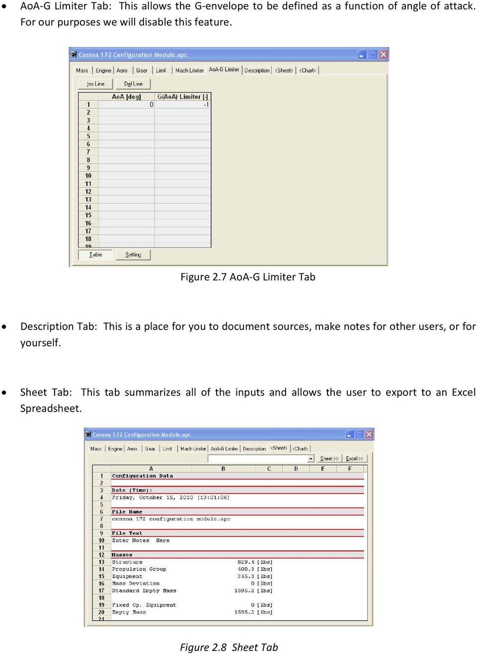 7 AoA G Limiter Tab Description Tab: This is a place for you to document sources, make notes for