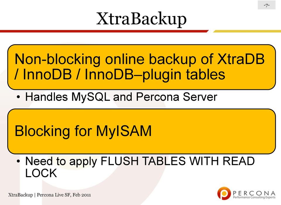 Handles MySQL and Percona Server Blocking