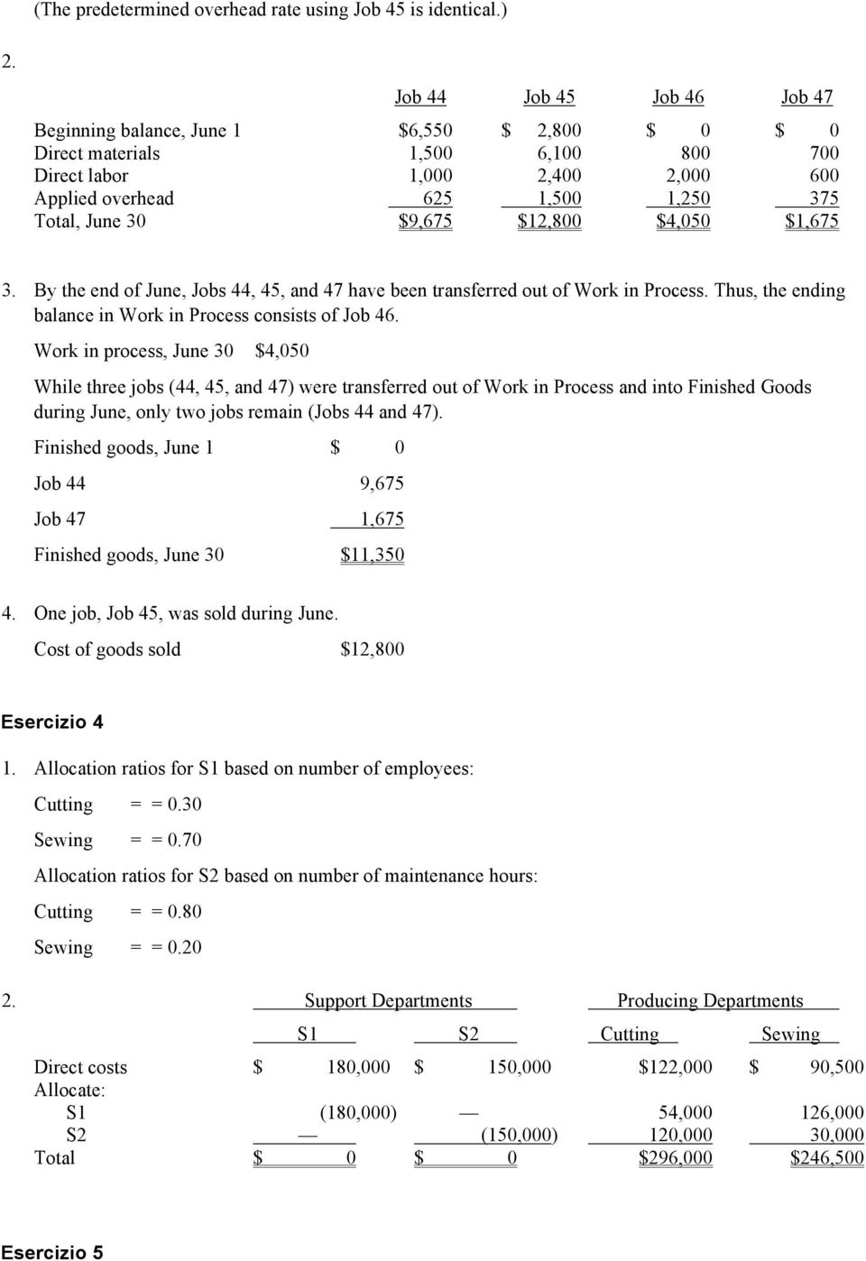 30 $9,675 $12,800 $4,050 $1,675 3. By the end of June, Jobs 44, 45, and 47 have been transferred out of Work in Process. Thus, the ending balance in Work in Process consists of Job 46.