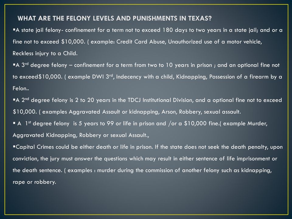A 3 rd degree felony confinement for a term from two to 10 years in prison ; and an optional fine not to exceed$10,000.