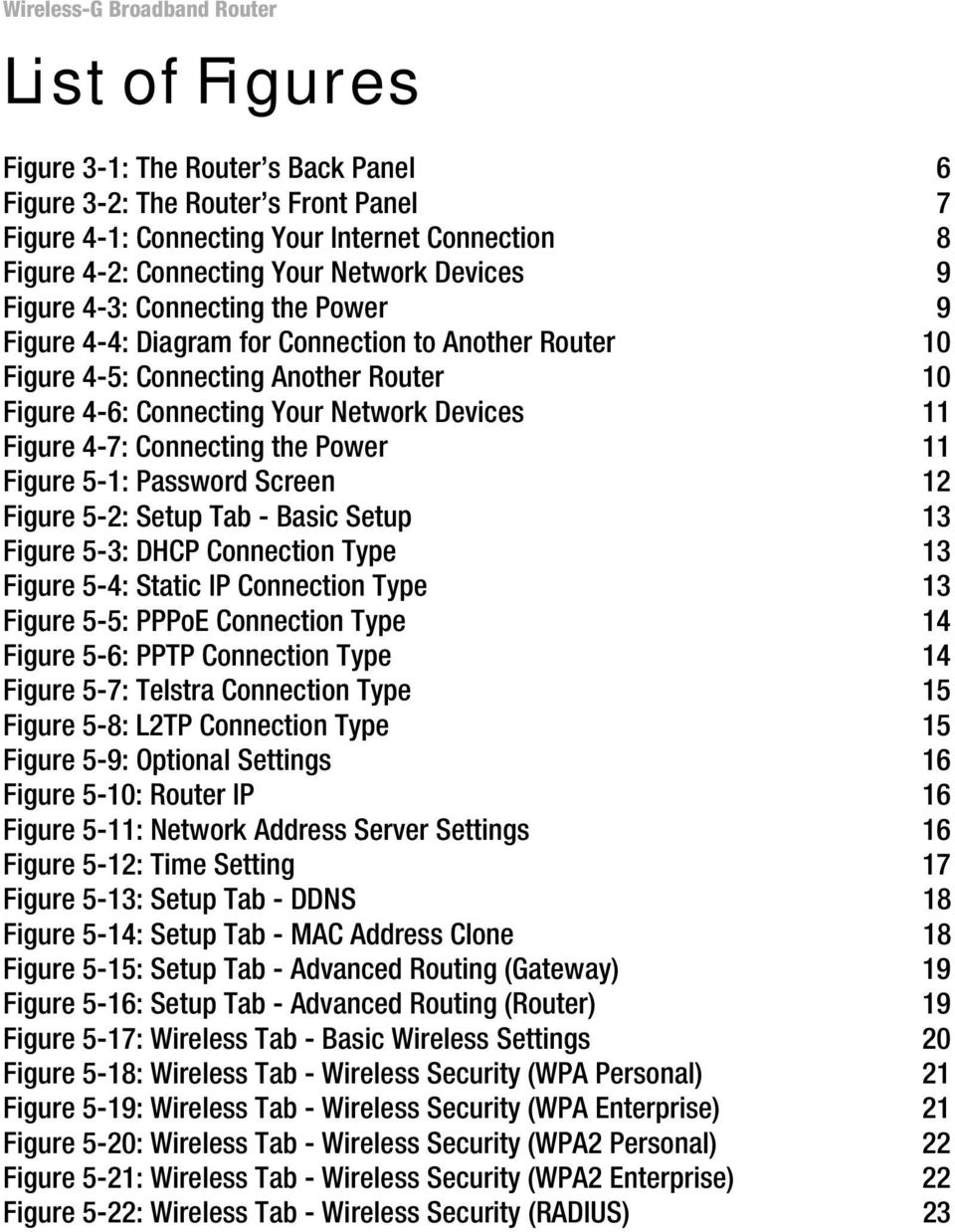 Power 11 Figure 5-1: Password Screen 12 Figure 5-2: Setup Tab - Basic Setup 13 Figure 5-3: DHCP Connection Type 13 Figure 5-4: Static IP Connection Type 13 Figure 5-5: PPPoE Connection Type 14 Figure