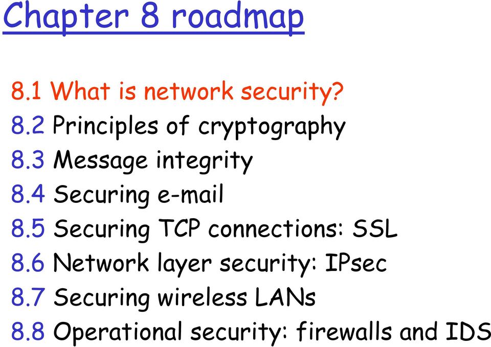 5 Securing TCP connections: SSL 8.