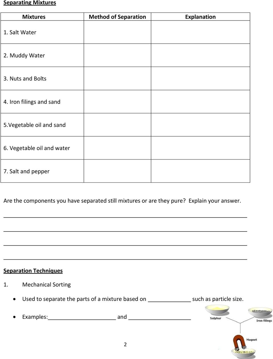 Mixtures And Solutions Worksheet Answers