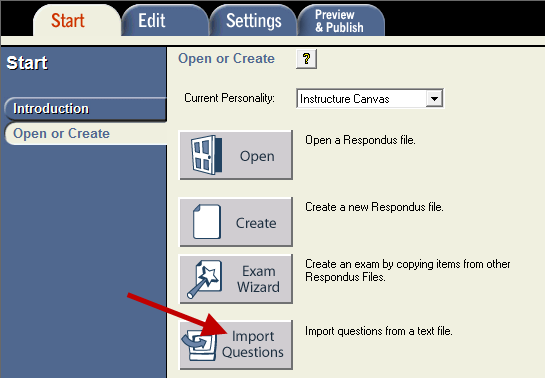 3. Click the Import Questions button; then click the Help button. This will take you to the Importing Questions instructions. Here, you will see a complete set of instructions for Importing Questions.