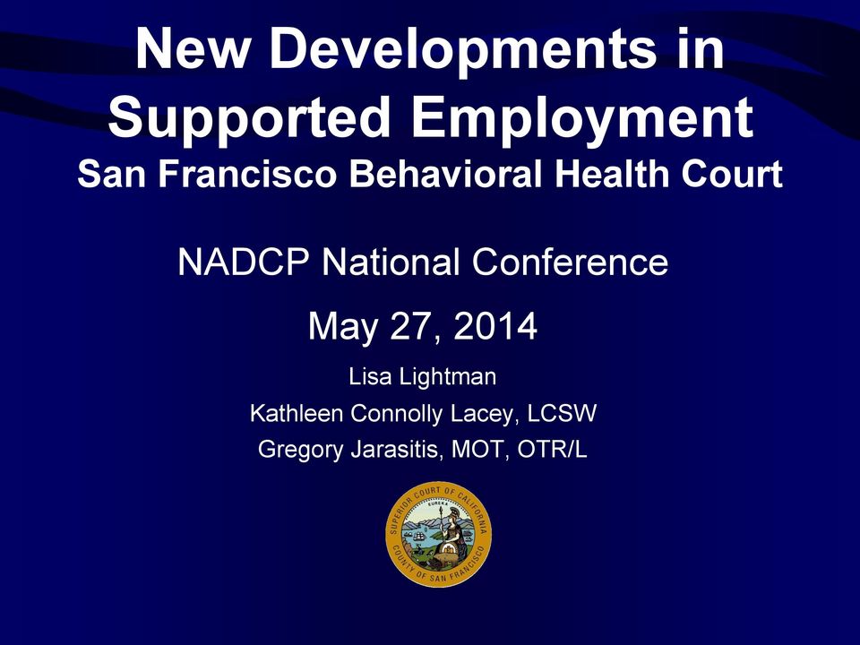 National Conference May 27, 2014 Lisa Lightman