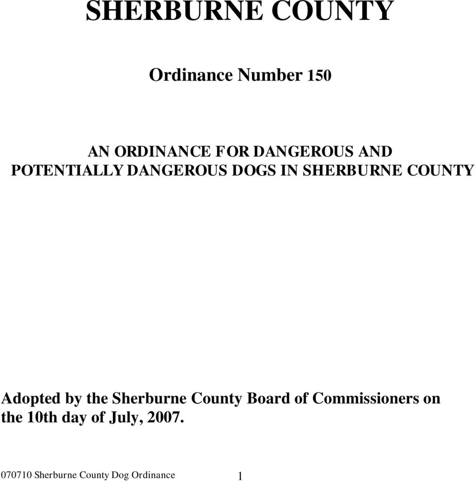 Adopted by the Sherburne County Board of Commissioners on