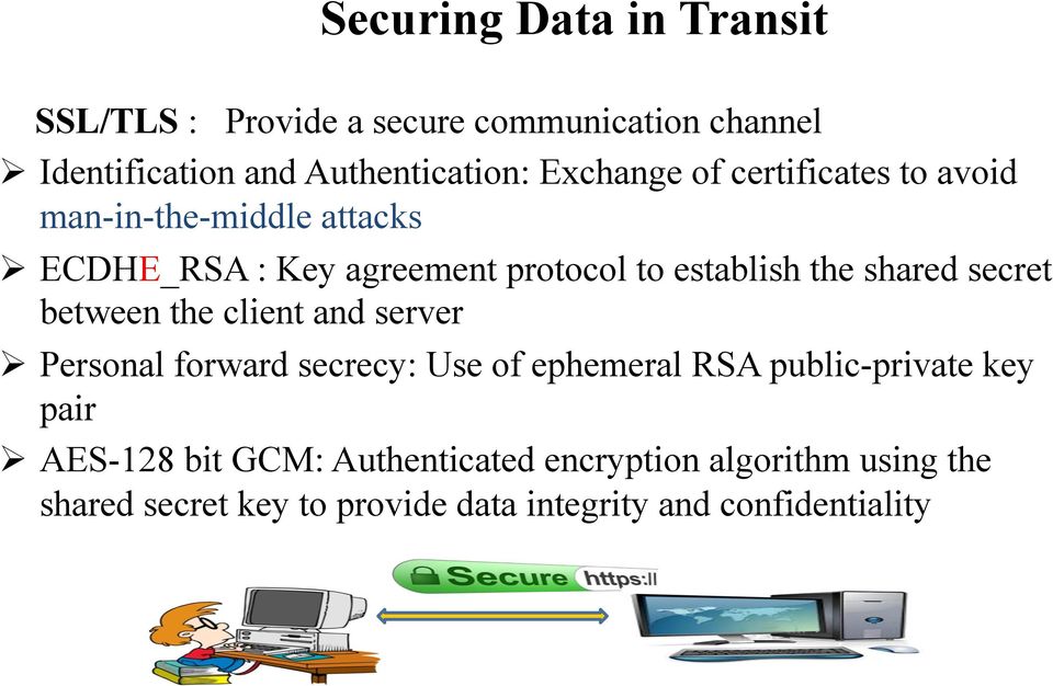 shared secret between the client and server Ø Personal forward secrecy: Use of ephemeral RSA public-private key pair