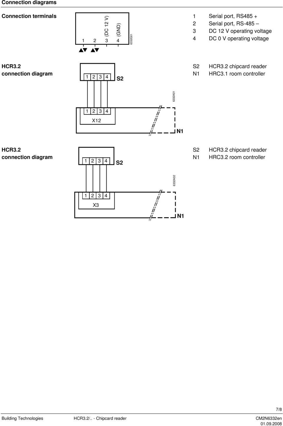 2 connection diagram S2 S2 N1 HCR3.2 chipcard reader HRC3.