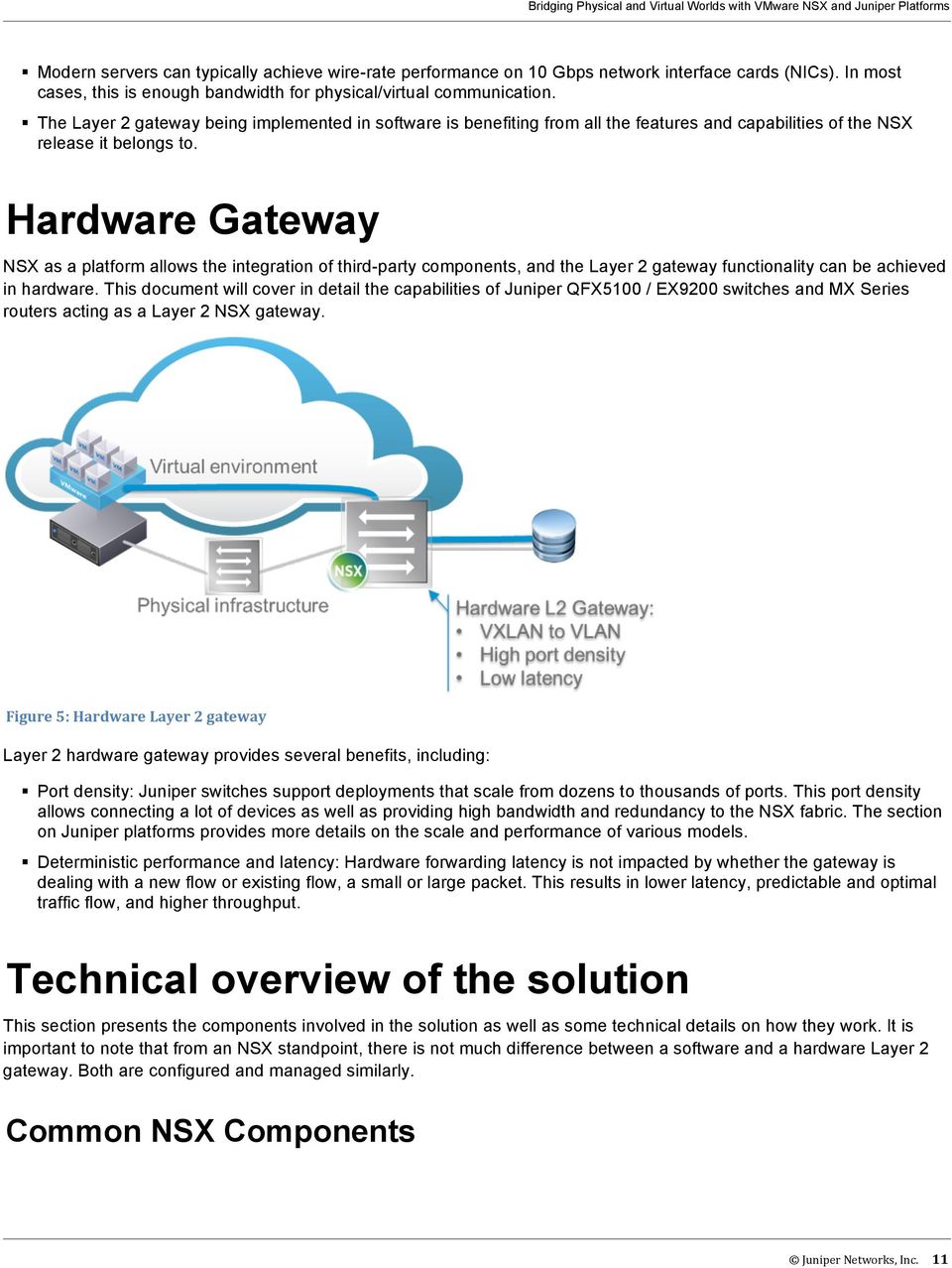 Hardware Gateway NSX as a platform allows the integration of third-party components, and the Layer 2 gateway functionality can be achieved in hardware.