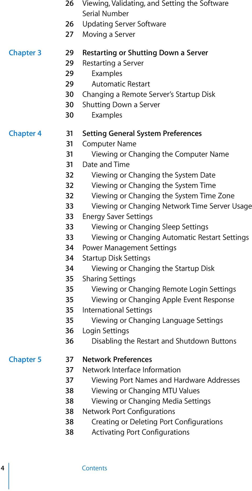Name 31 Date and Time 32 Viewing or Changing the System Date 32 Viewing or Changing the System Time 32 Viewing or Changing the System Time Zone 33 Viewing or Changing Network Time Server Usage 33