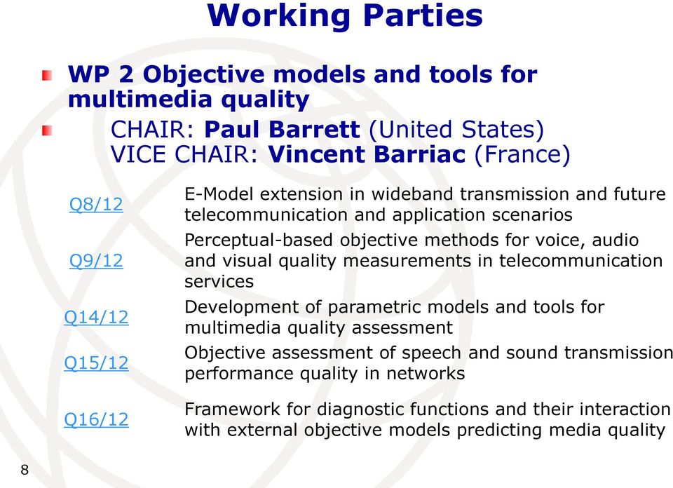 and visual quality measurements in telecommunication services Development of parametric models and tools for multimedia quality assessment Objective assessment of