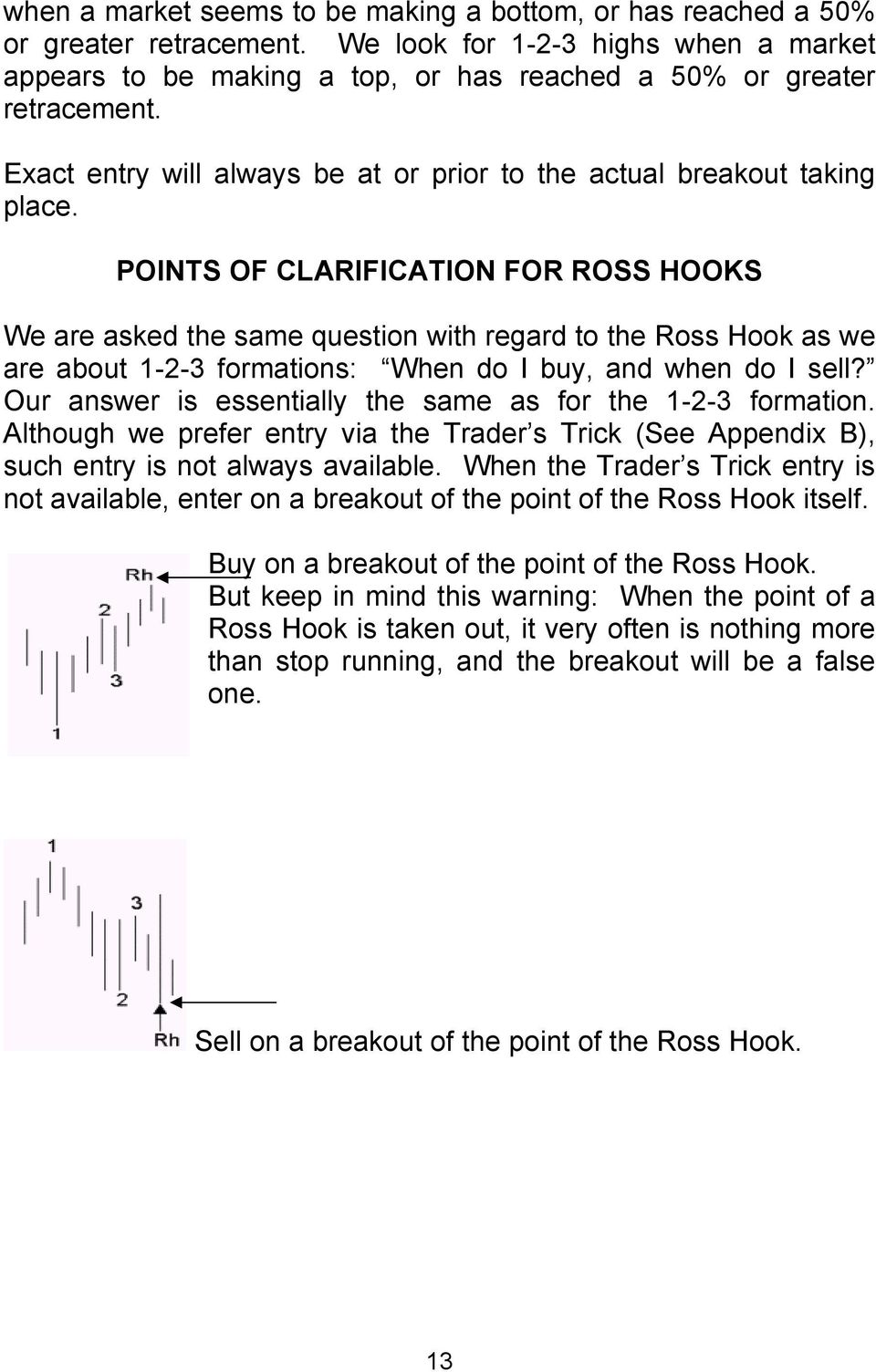 POINTS OF CLARIFICATION FOR ROSS HOOKS We are asked the same question with regard to the Ross Hook as we are about 1-2-3 formations: When do I buy, and when do I sell?