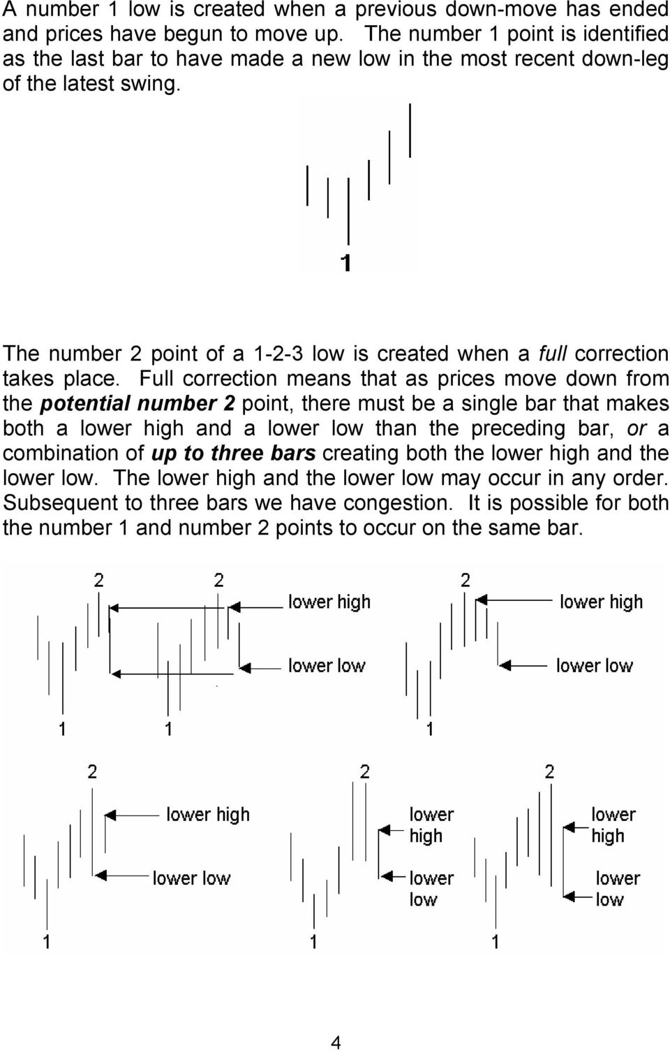 The number 2 point of a 1-2-3 low is created when a full correction takes place.