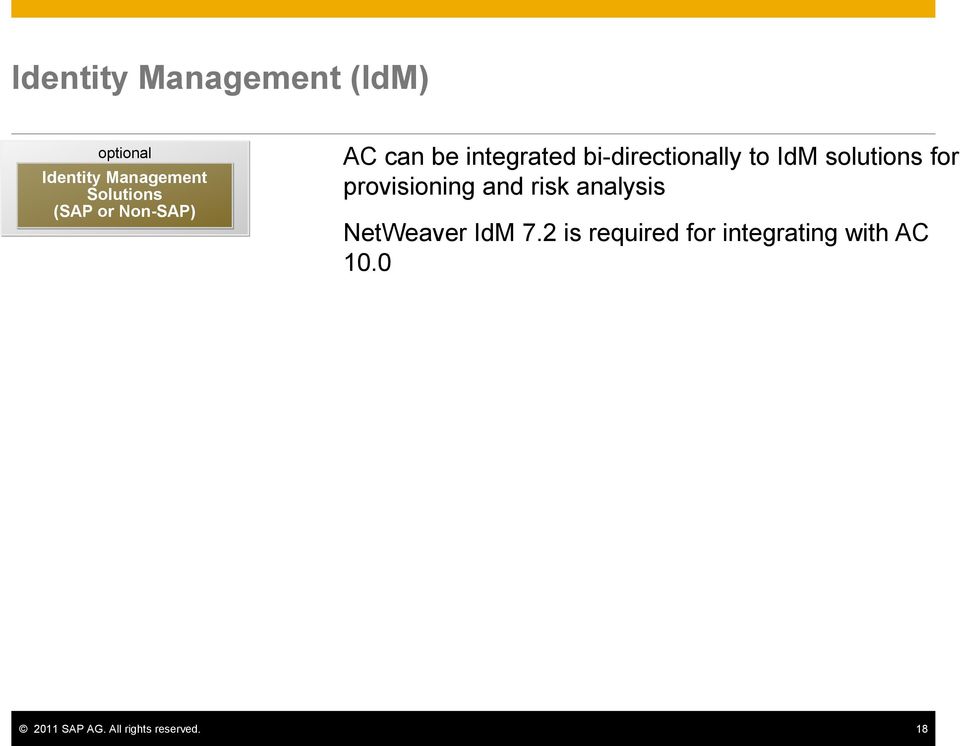 for provisioning and risk analysis NetWeaver IdM 7.