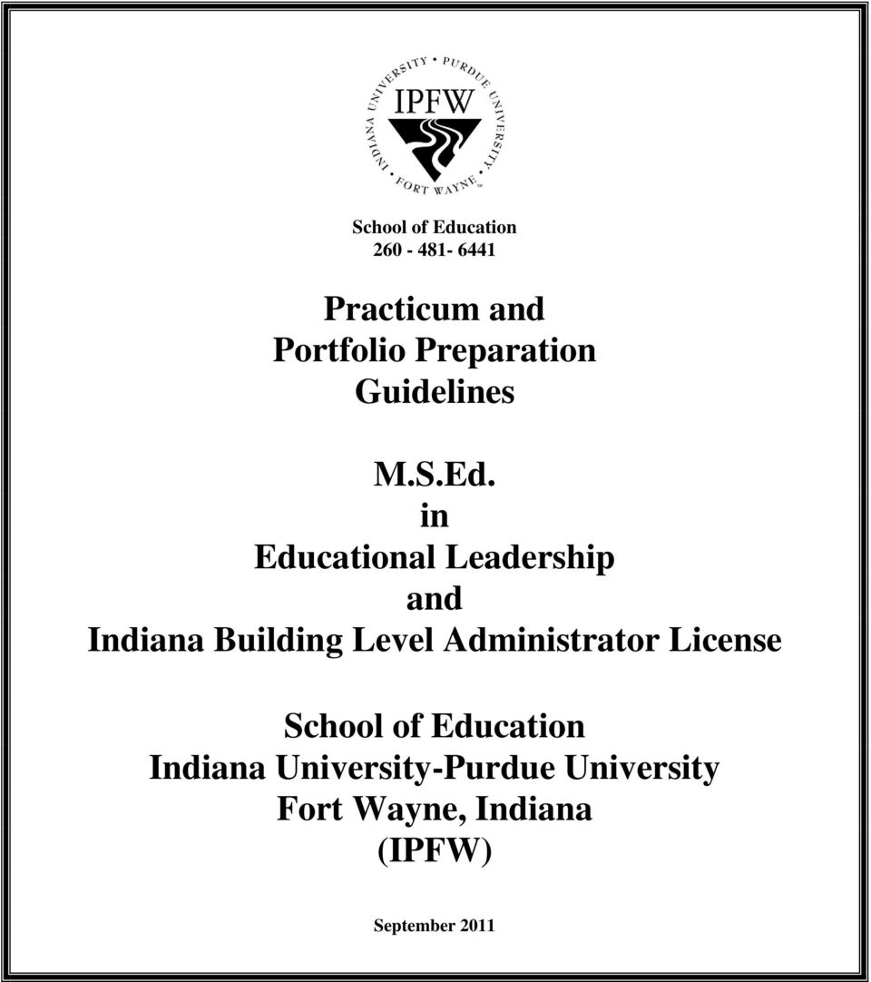 in Educational Leadership and Indiana Building Level