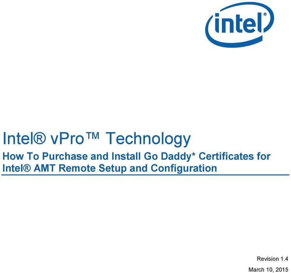 Certificates for Intel AMT Remote