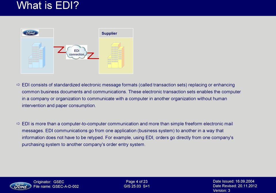consumption. EDI is more than a computer-to-computer communication and more than simple freeform electronic mail messages.
