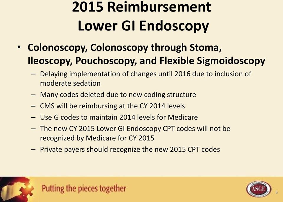 new coding structure CMS will be reimbursing at the CY 2014 levels Use G codes to maintain 2014 levels for Medicare The new