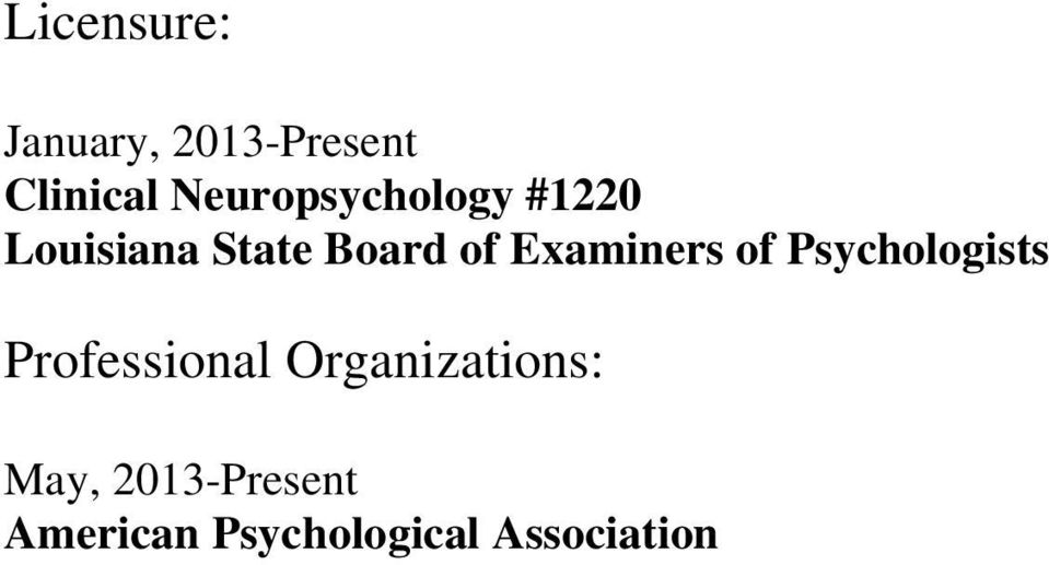 Examiners of Psychologists Professional