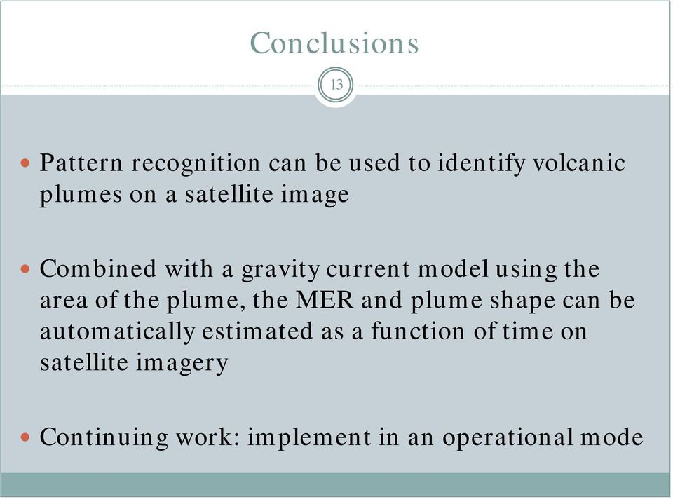 plume, the MER and plume shape can be automatically estimated as a function