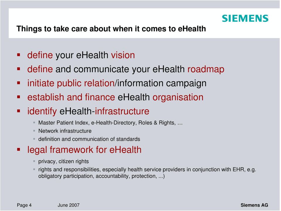 Roles & Rights, Network infrastructure definition and communication of standards legal framework for ehealth privacy, citizen rights rights and