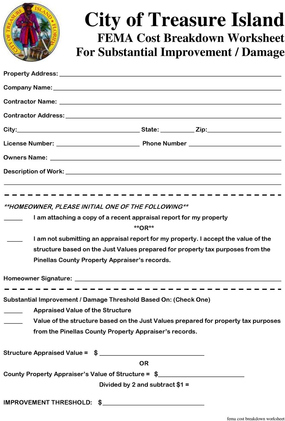 report for my property. I accept the value of the structure based on the Just Values prepared for property tax purposes from the Pinellas County Property Appraiser s records.