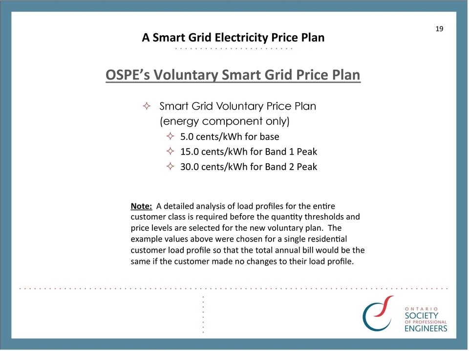 0 cents/kwh for Band 2 Peak Note: A detailed analysis of load profiles for the en_re customer class is required before the quan_ty