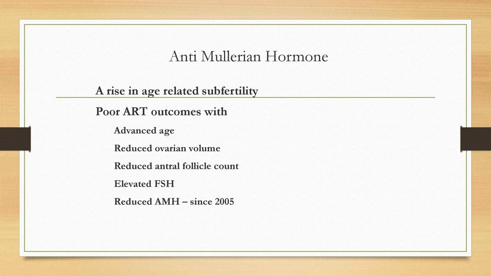 age Reduced ovarian volume Reduced antral