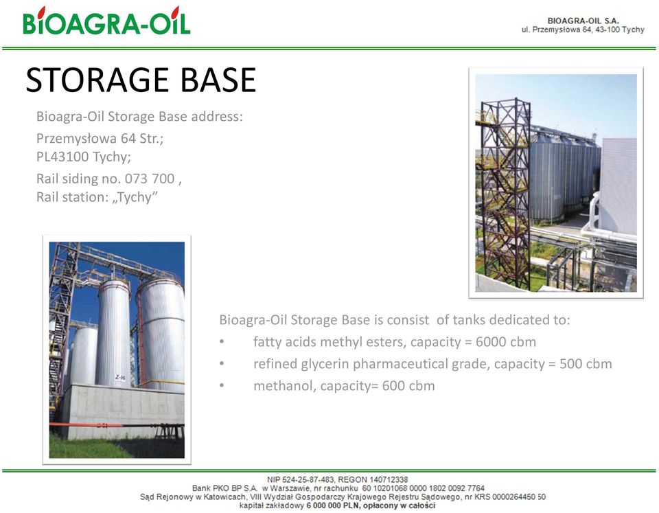 073700, Rail station: Tychy Bioagra-Oil Storage Base is consist of tanks