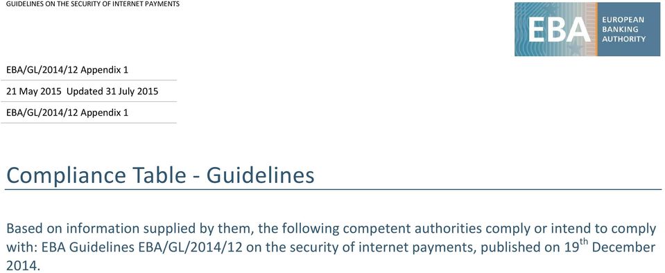 them, the following competent authorities or intend to with: EBA Guidelines