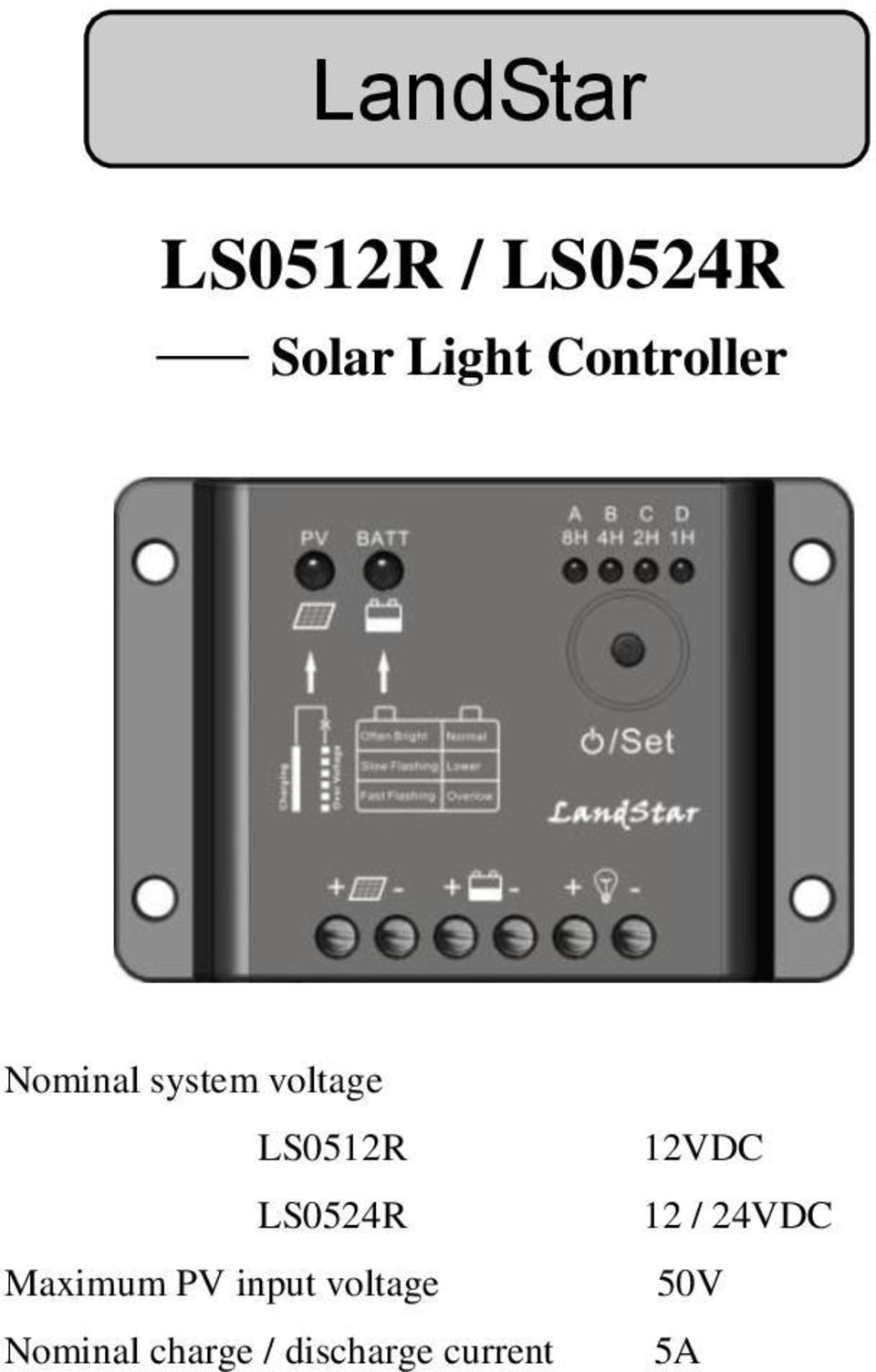 LS0524R Maximum PV input voltage Nominal
