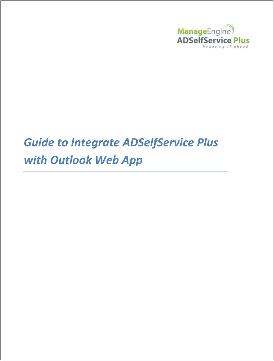 Guide To Integrate Adselfservice Plus With Outlook Web App Pdf