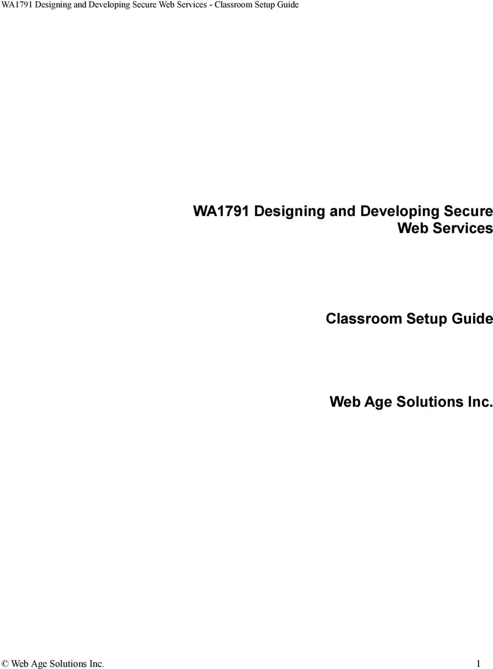 Classroom Setup Guide Web Age