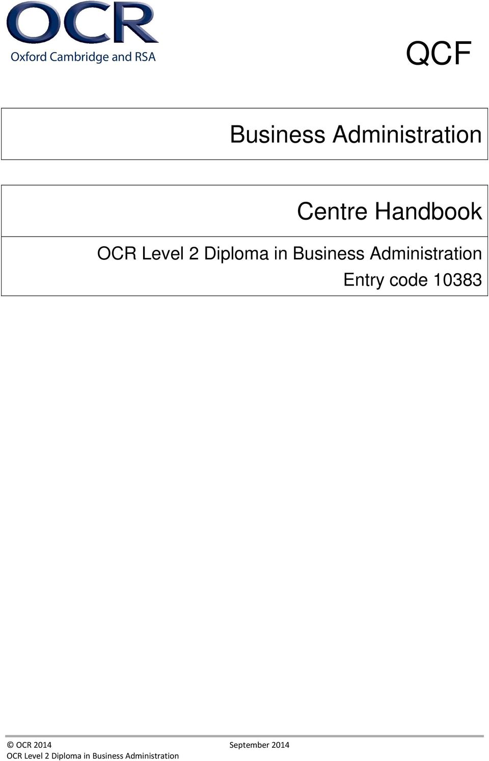 in Business Administration Entry code 10383 OCR