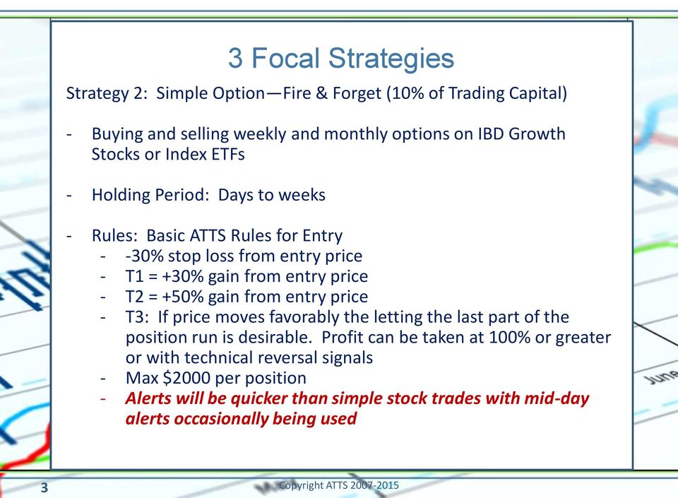 +50% gain from entry price - T: If price moves favorably the letting the last part of the position run is desirable.