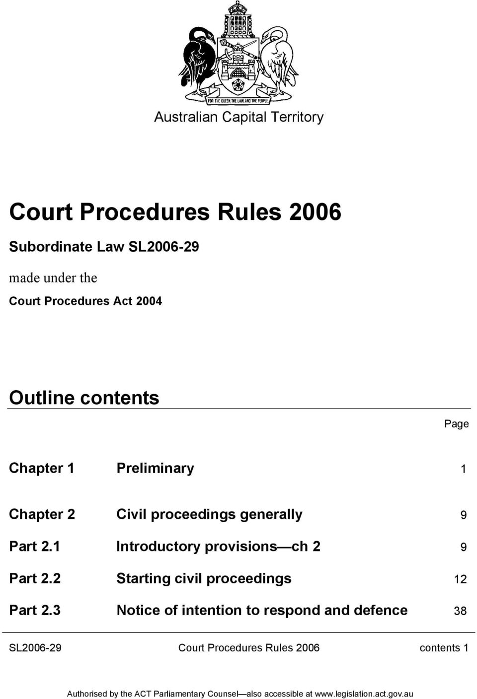 proceedings generally 9 Part 2.1 Introductory provisions ch 2 9 Part 2.